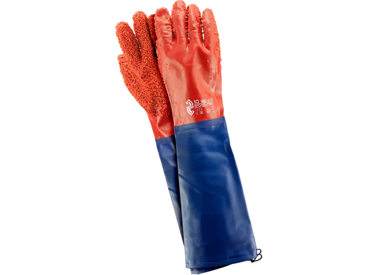 Guanti in PVC granulato 60 cm con fodera in cotone e presa antiscivolo – PWSTORE