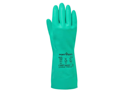 Guanti resistenti ad acidi, oli e carburanti in nitrile tecnico verde – PWSTORE