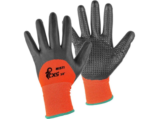 “Guanti da lavoro MISTI con nitrile 3/4 traspirante e puntinatura PVC su maglia senza cuciture – Cat. II