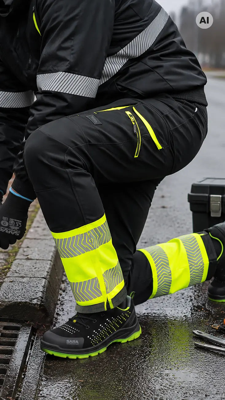 Pantaloni da lavoro invernali softshell NEW COMFORT impermeabili con bande riflettenti