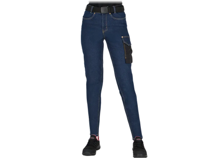 Jeans da lavoro donna in denim stretch con tasche multiple e inserti in Cordura