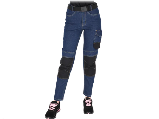 Jeans da lavoro da donna in denim stretch multitasche con inserti in Cordura