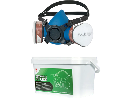 set semimaschera con filtri A2P3 SECURA 3100 per verniciatura e pesticidi