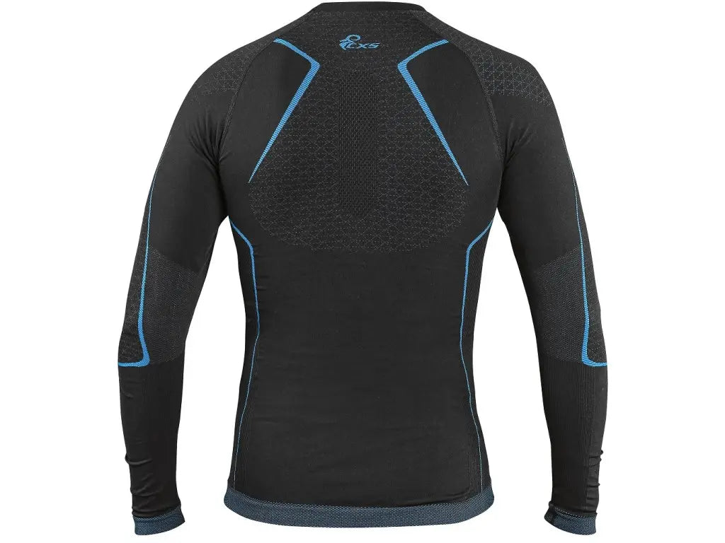Maglia intimo SeamFlex uomo nero-blu – baselayer tecnico traspirante , vista spalle - PWSTORE
