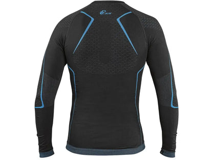 Maglia intimo SeamFlex uomo nero-blu – baselayer tecnico traspirante , vista spalle - PWSTORE