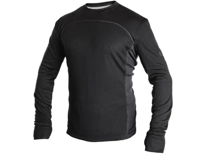 Maglia termica Cooldry da uomo nero e grigio a manica lunga, traspirante e ad asciugatura rapida.