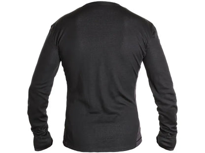 Retro della maglia termica Cooldry da uomo nero e grigio, leggera, traspirante e ad asciugatura rapida.