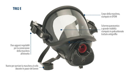 Maschera Pieno Facciale Spasciani TR 82 – EN 136 | Attacco RD40 EN148-1 | Made in Italy