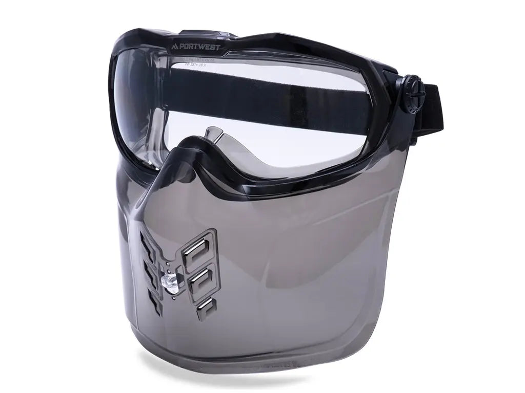 Occhiali a maschera Portwest PS22 Ultra Safe con protezione viso e mentoniera