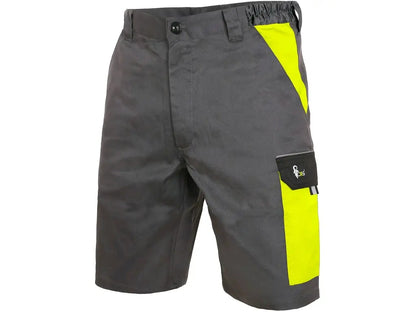 Vista frontale dei pantaloncini da lavoro leggeri modello Zefyro colore Grigio/Giallo