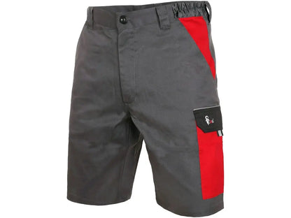 Vista frontale dei pantaloncini da lavoro estivi modello Zefyro colore Grigio/Rosso