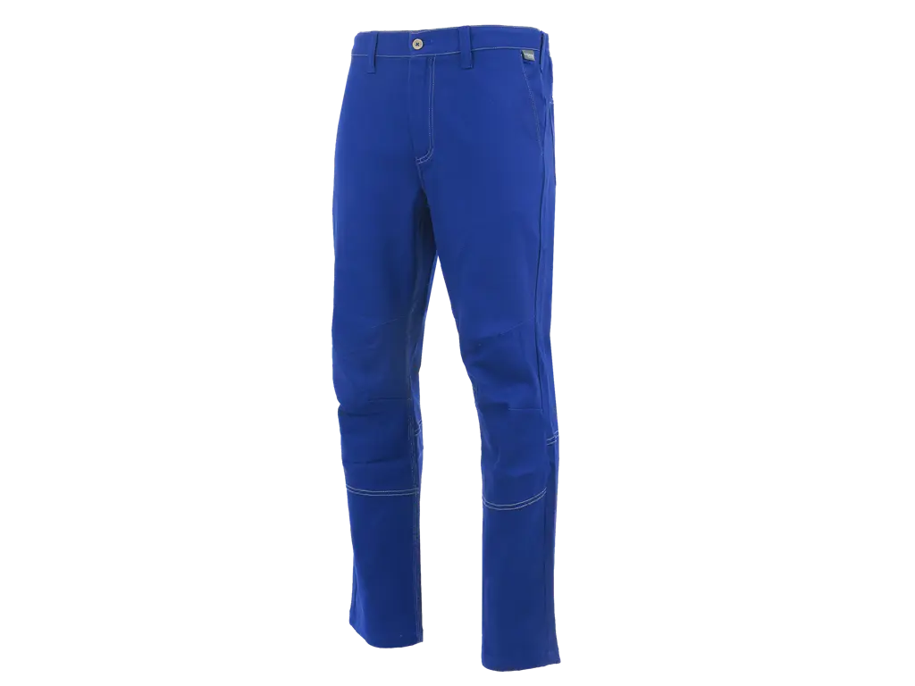 Pantalone da lavoro invernale Corsaro Flex blu royal in cotone stretch 300 g/m² con ginocchia ergonomiche e tessuto elasticizzato.