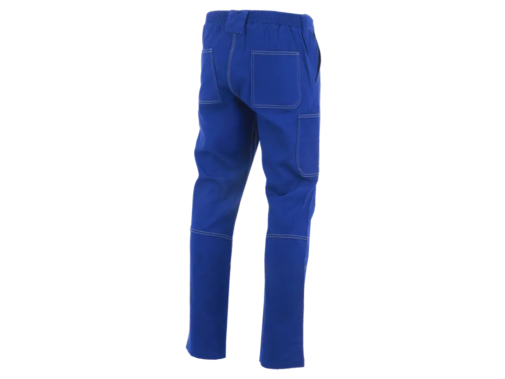 Vista posteriore del pantalone da lavoro invernale Corsaro Flex blu royal con elastico in vita, tasche posteriori e tasca portametro.