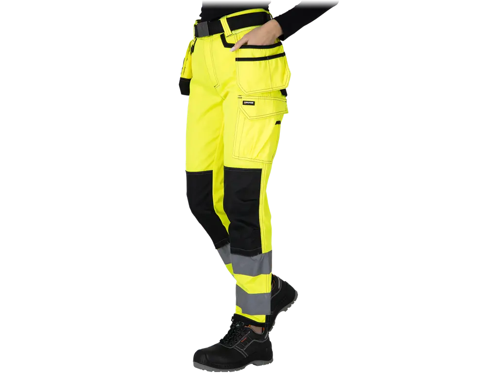 Pantaloni Alta Visibilità Donna Multitasche Giallo/Nero – EN ISO 20471