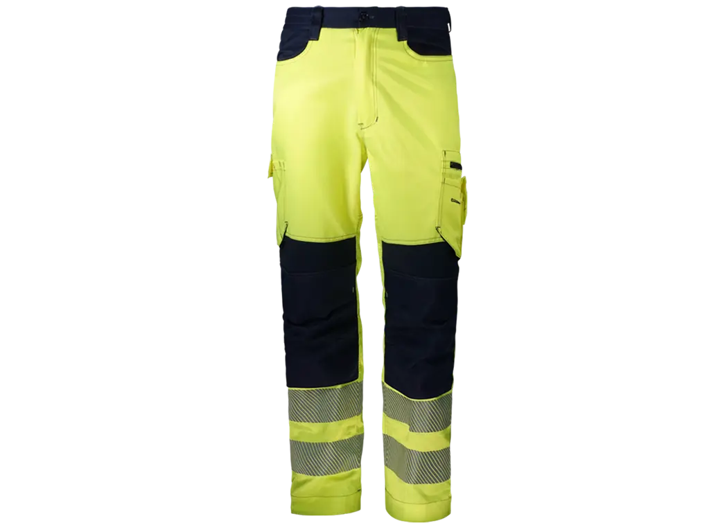 Pantaloni da lavoro alta visibilità imbottiti – vista frontale con bande riflettenti
