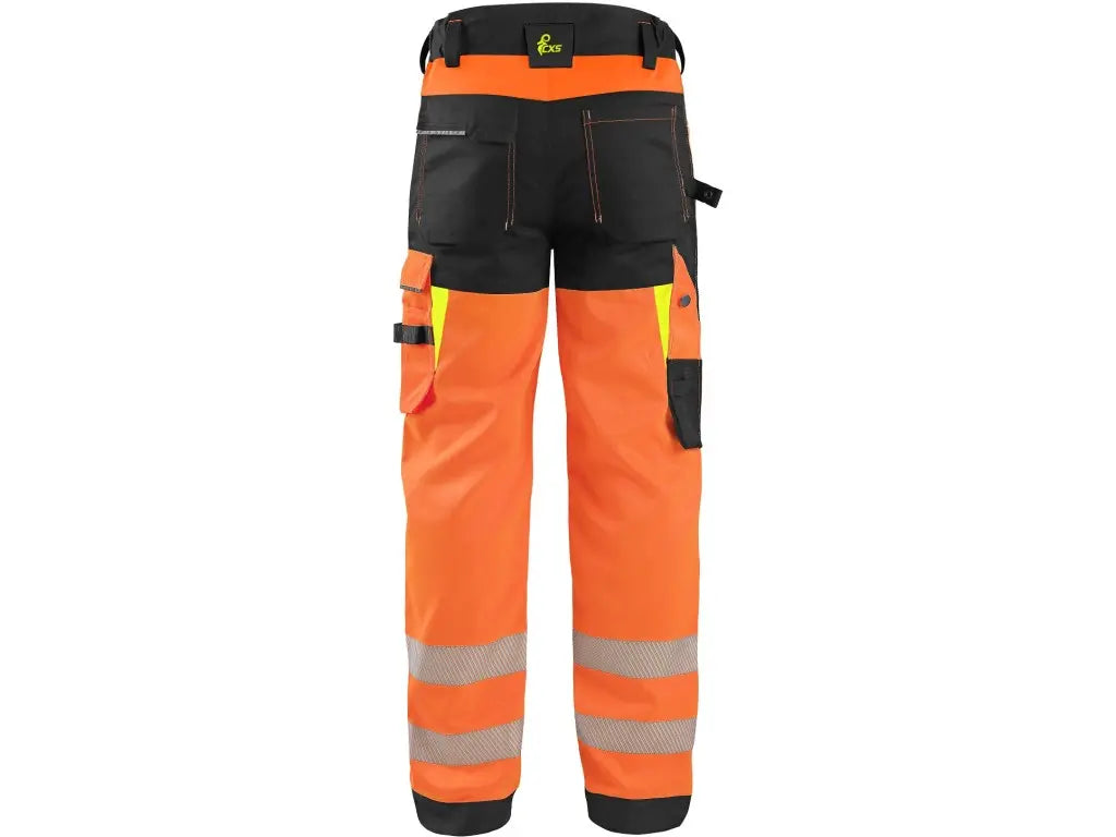 Vista posteriore pantaloni alta visibilità arancio BENSON con bande riflettenti