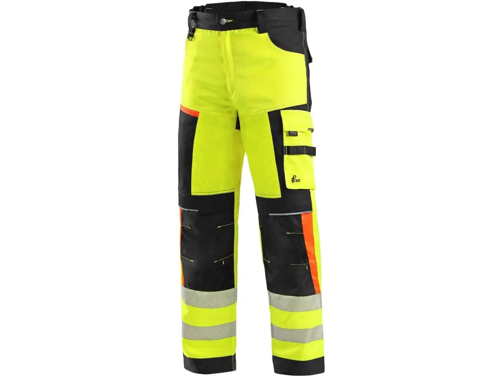 Pantaloni alta visibilità BENSON giallo e nero frontali da uomo