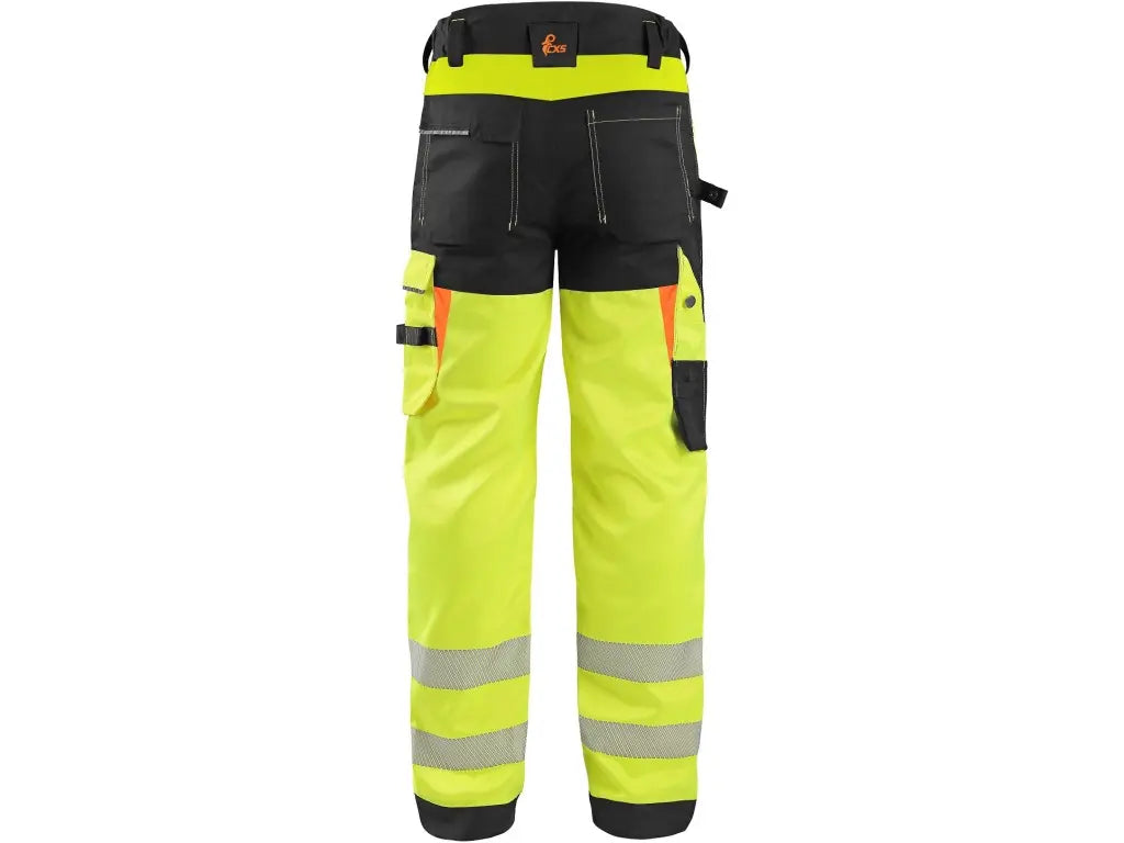 Vista posteriore pantaloni alta visibilità Giallo BENSON con bande riflettenti