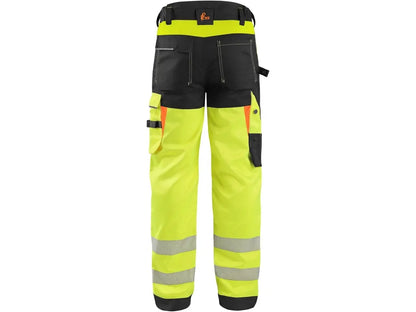 Vista posteriore pantaloni alta visibilità Giallo BENSON con bande riflettenti