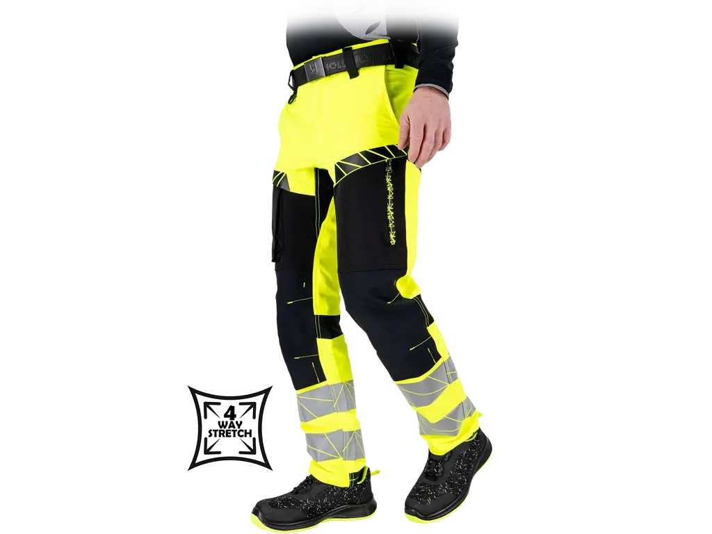 Pantaloni da Lavoro Alta Visibilità RAUTEX – Uomo, Slim Fit, Rip-Stop Stretch, Multistagione, EN ISO 20471 Classe 1