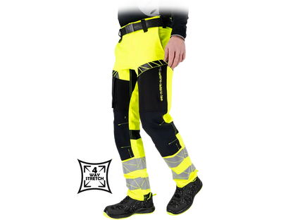 Pantaloni da Lavoro Alta Visibilità RAUTEX – Uomo, Slim Fit, Rip-Stop Stretch, Multistagione, EN ISO 20471 Classe 1