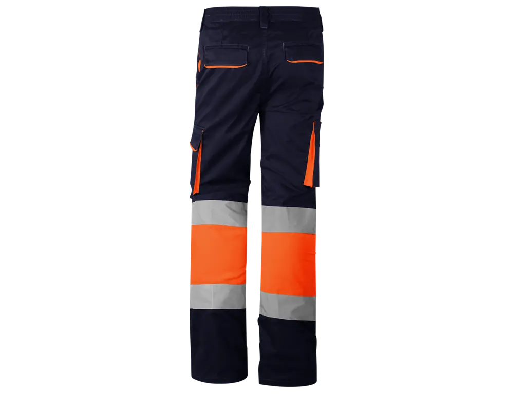 Pantaloni da lavoro Alta Visibilità imbottiti in flanella, multitasche, elasticizzati, con bande riflettenti cucite vista posteriore