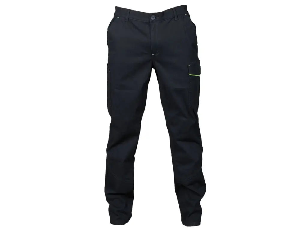 Pantaloni da lavoro invernali ZURIGO HEAVY uomo blu navy in cotone elasticizzato con tasche multitasche e dettagli giallo fluo