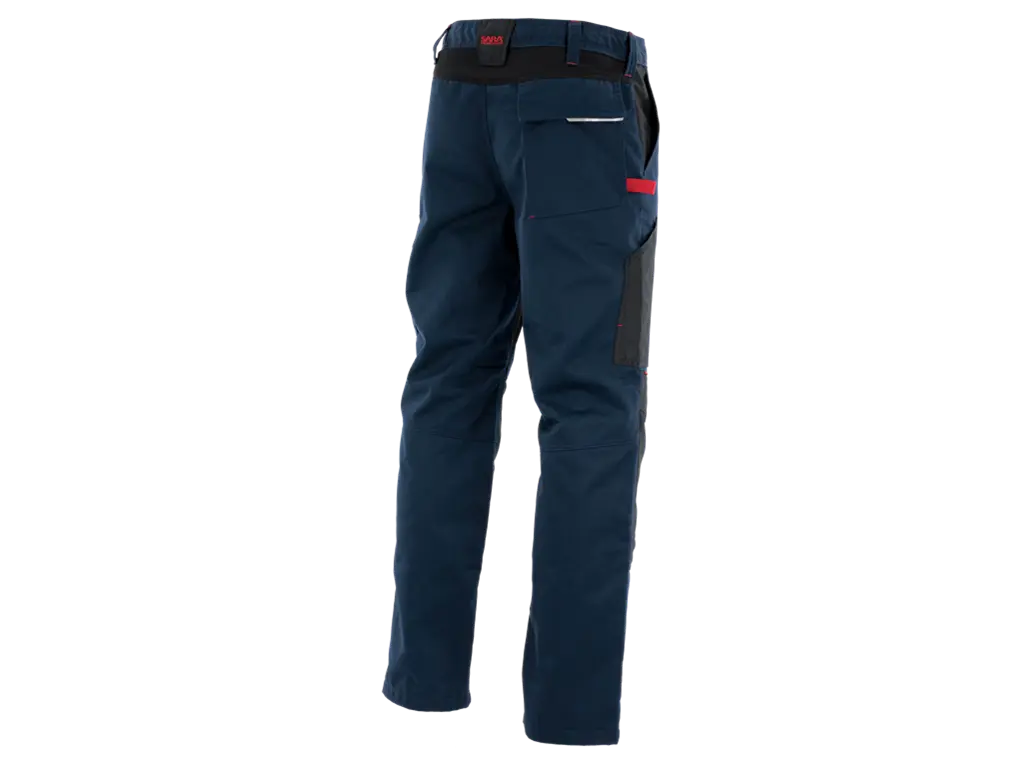 Pantaloni POSEIDON blu navy rosso vista posteriore con tasche e inserti elasticizzati