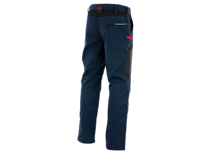 Pantaloni POSEIDON blu navy rosso vista posteriore con tasche e inserti elasticizzati