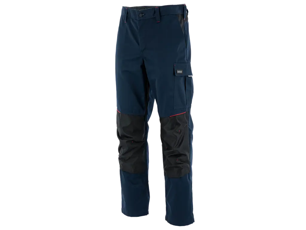 Pantaloni da lavoro POSEIDON blu rosso multitasche con rinforzi alle ginocchia