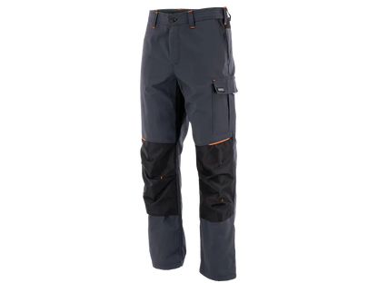 Pantaloni da lavoro POSEIDON grigio arancio con tasche tecniche e inserti stretch
