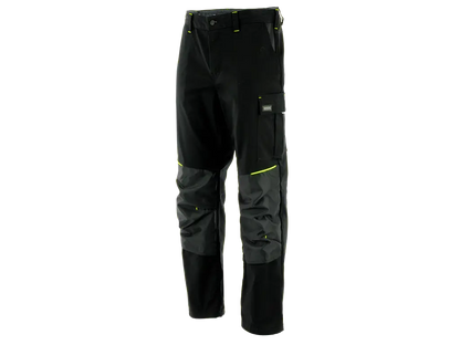 Pantaloni da lavoro POSEIDON nero giallo con inserti stretch e tasche tecniche