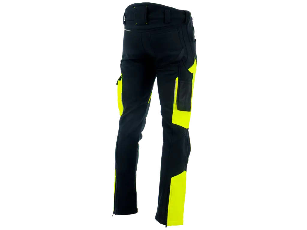 Pantaloni softshell COMFORT WINTER giallo nero vista posteriore