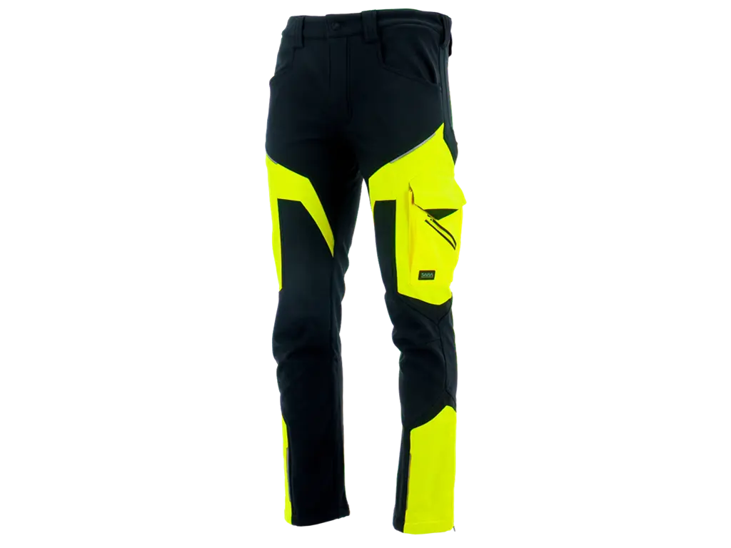 Pantaloni da lavoro softshell COMFORT WINTER giallo nero vista frontale