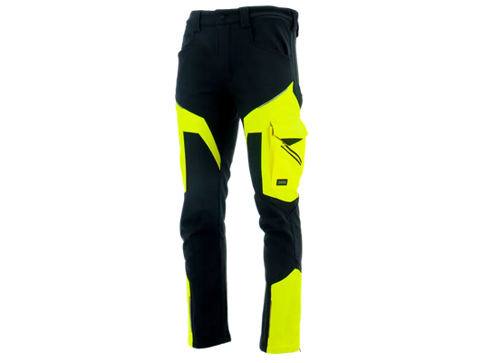 Pantaloni da lavoro softshell COMFORT WINTER giallo nero vista frontale