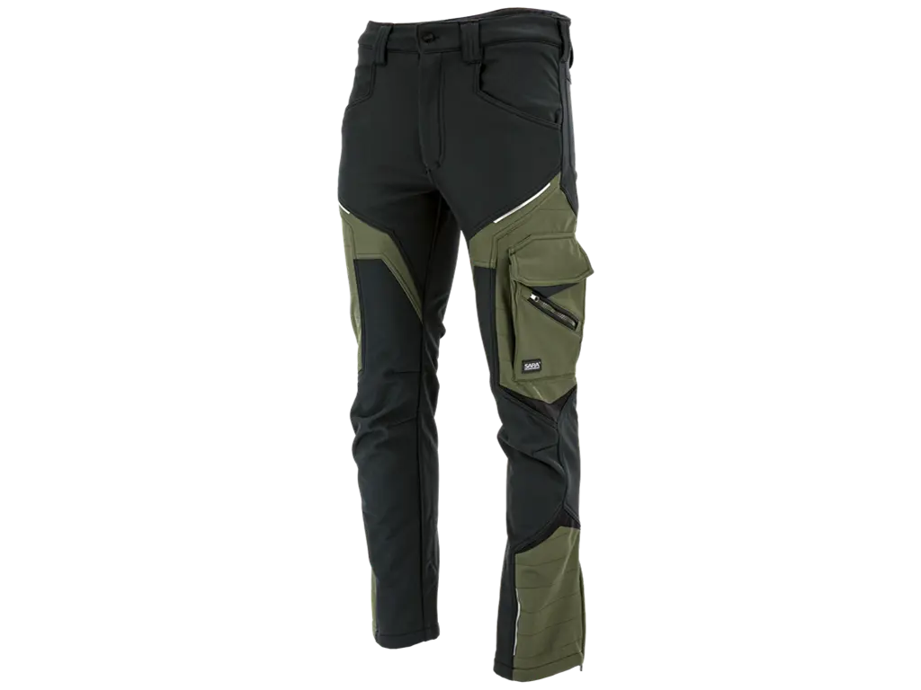 Pantaloni da lavoro softshell COMFORT WINTER verde nero