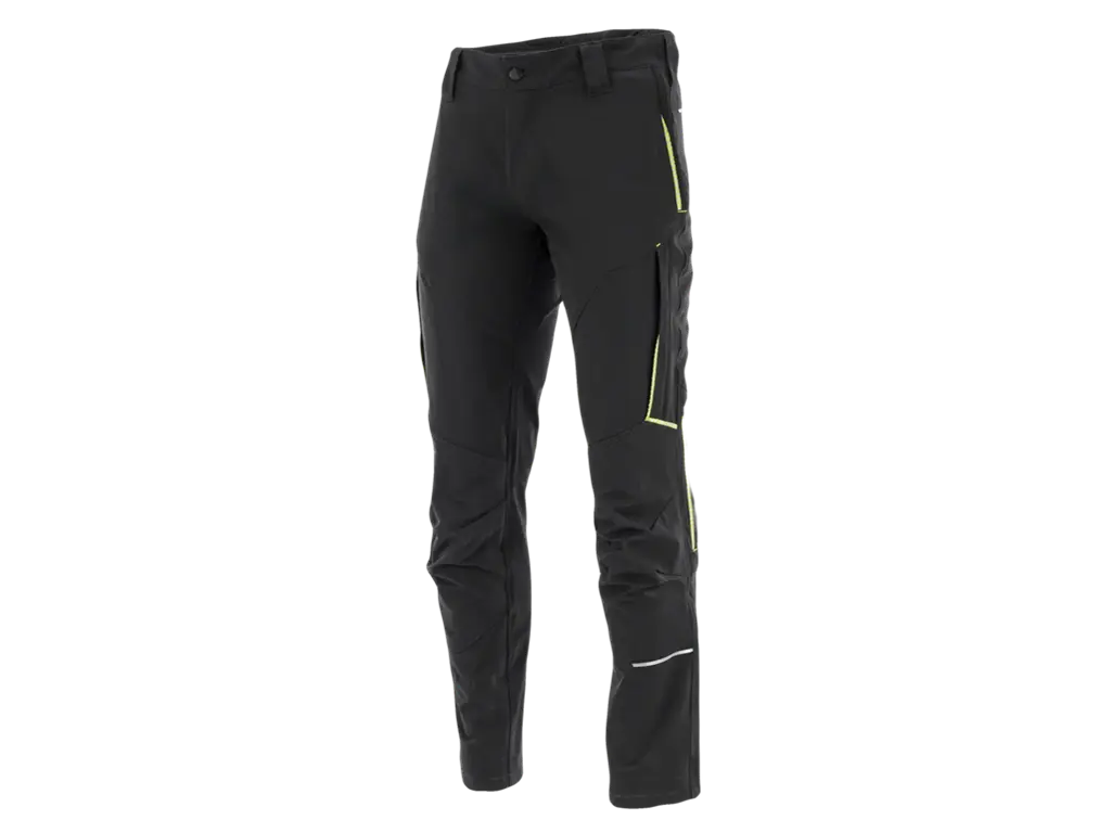 pantaloni lavoro 4 way stretch ergonomici neri con inserti gialli