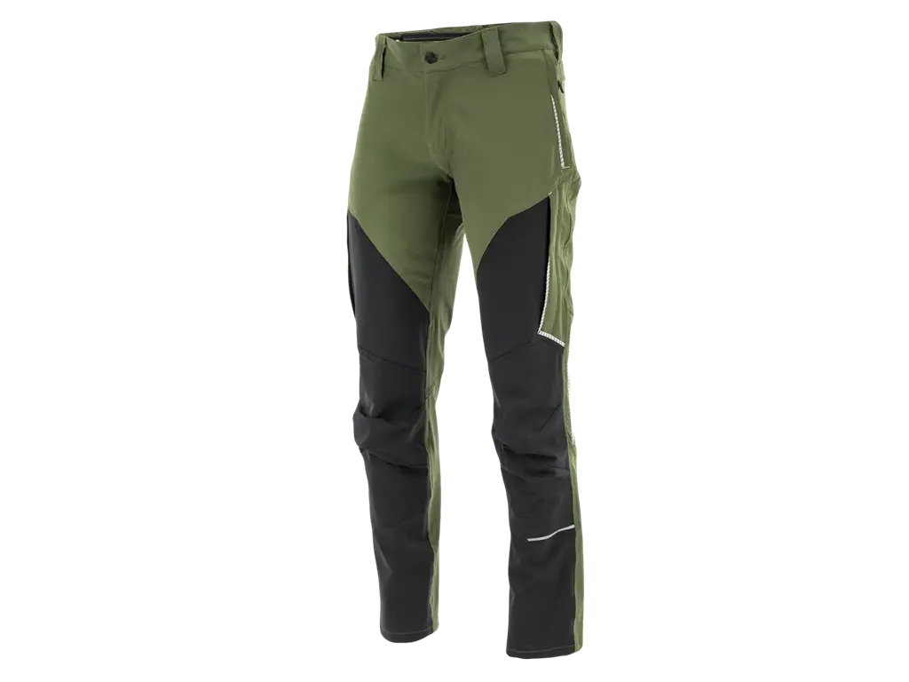 pantaloni lavoro 4 way stretch di colore verde grigio in nylon spandex ergonomici 