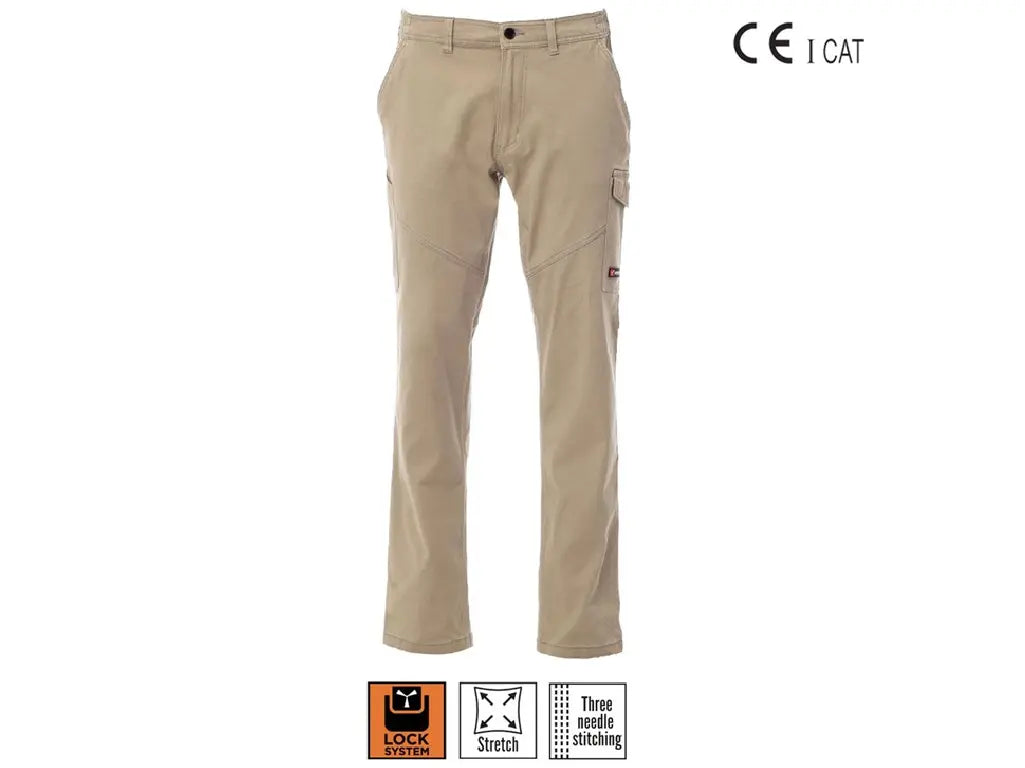 Pantaloni da lavoro invernali PAYPER Worker Stretch kaki in cotone 300g vista frontale