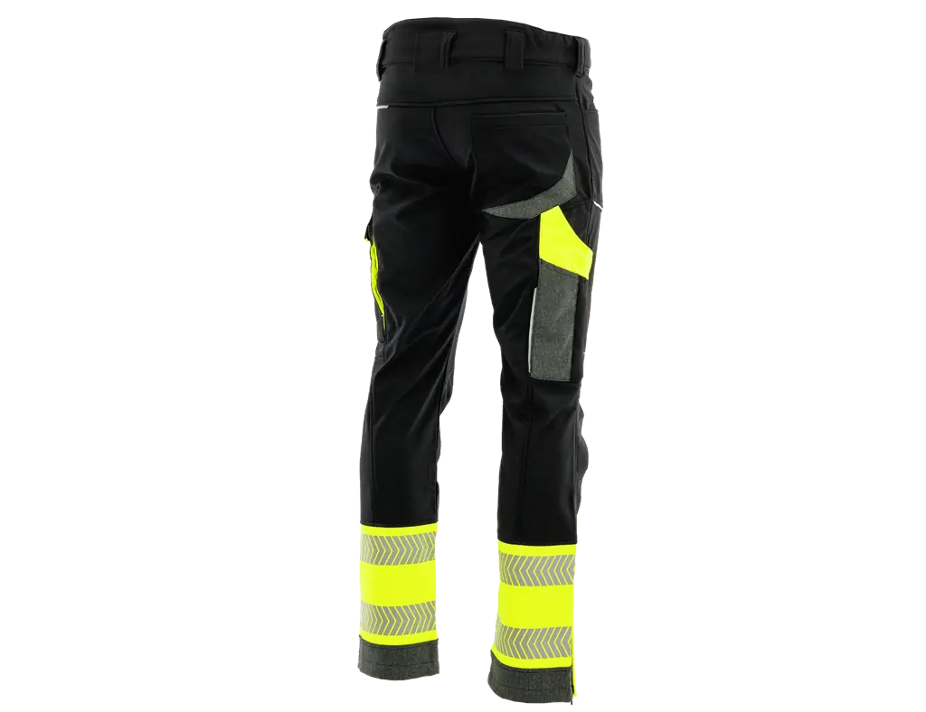 Pantaloni softshell invernali NEW COMFORT nero giallo vista posteriore