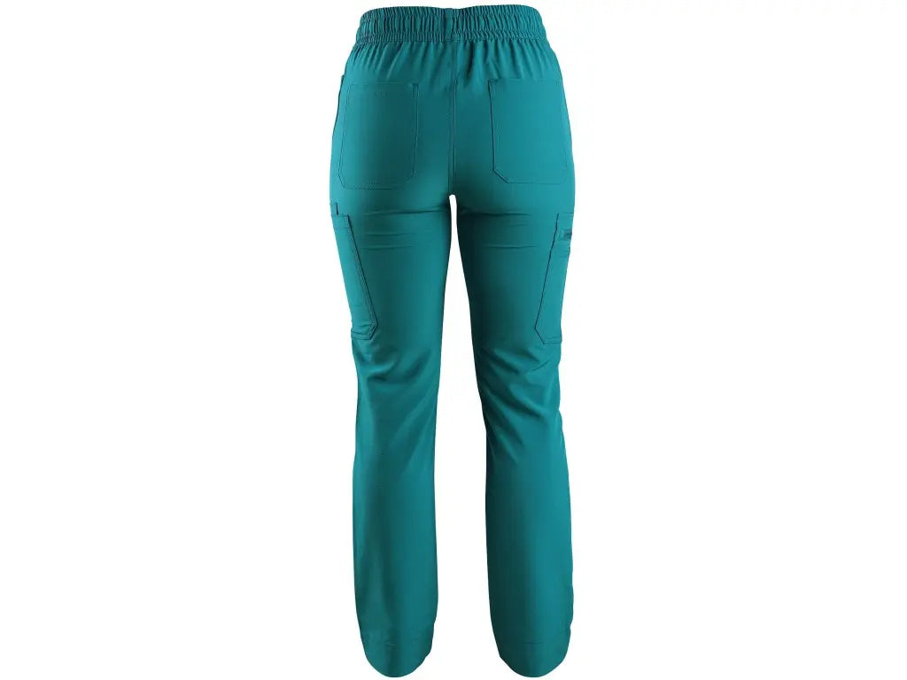 Pantaloni sanitari donna CORE-X bianchi in tessuto elasticizzato 4-Way Stretch - Vista posteriore.