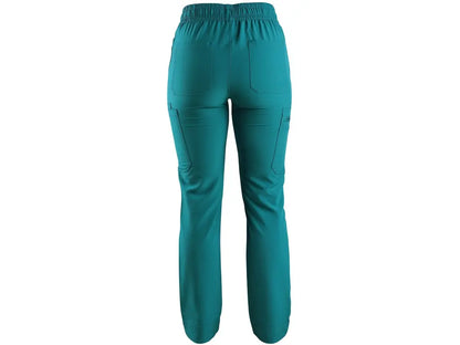 Pantaloni sanitari donna CORE-X bianchi in tessuto elasticizzato 4-Way Stretch - Vista posteriore.