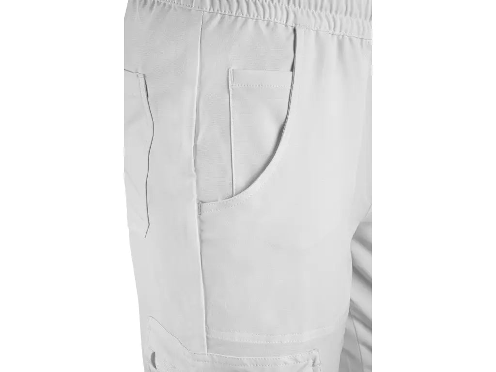 Pantaloni sanitari uomo CORE-X bianchi in tessuto elasticizzato 4-Way Stretch , vista tasca anteriore