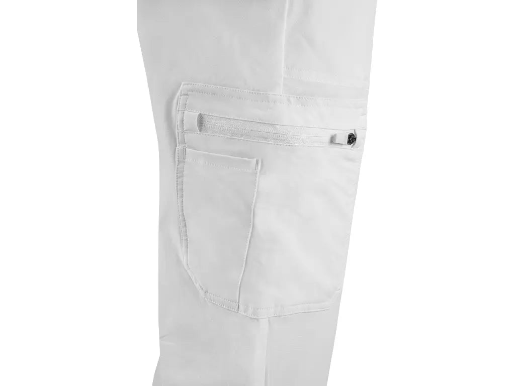 Pantaloni sanitari uomo CORE-X bianchi in tessuto elasticizzato 4-Way Stretch con chiusura tasca laterale zip