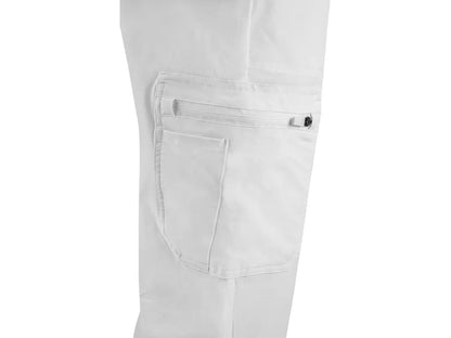 Pantaloni sanitari uomo CORE-X bianchi in tessuto elasticizzato 4-Way Stretch con chiusura tasca laterale zip