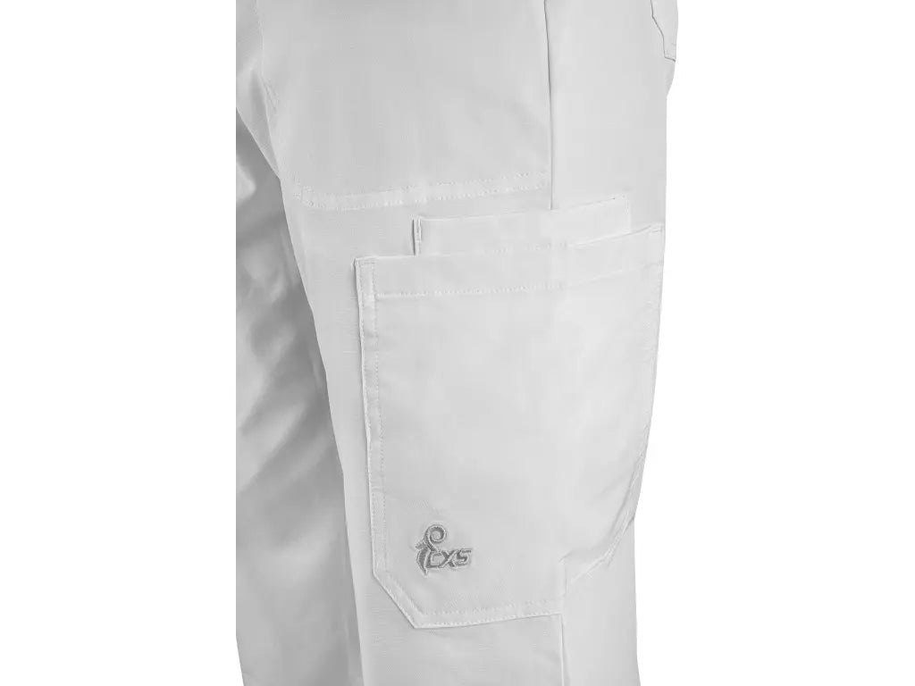 Pantaloni sanitari uomo CORE-X bianchi in tessuto elasticizzato 4-Way Stretch con tasca laterale porta oggetti