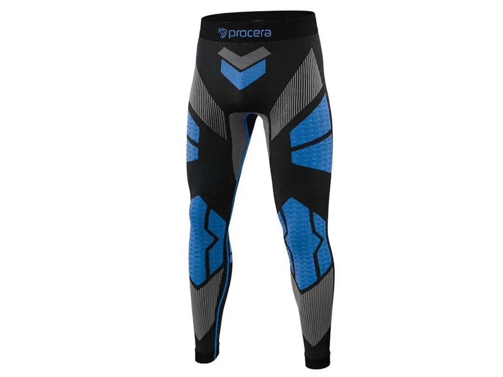 Pantaloni termici ICELAND da uomo nero e blu, intimo tecnico seamless traspirante.