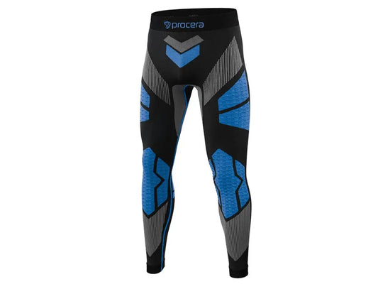 Pantaloni termici ICELAND da uomo nero e blu, intimo tecnico seamless traspirante.