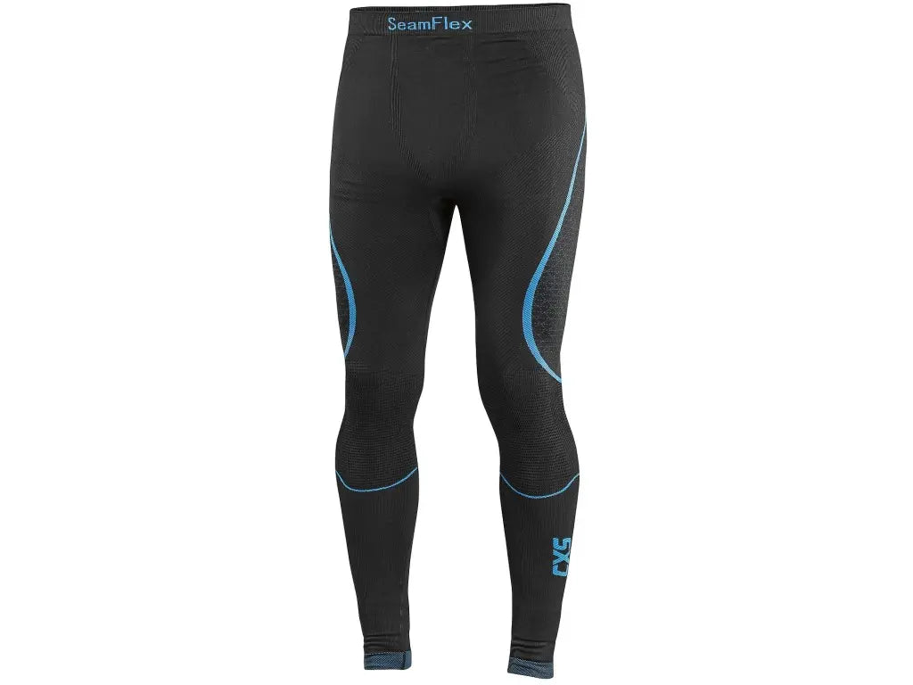 Pantaloni termici uomo SeamFlex senza cuciture nero e blu vista frontale