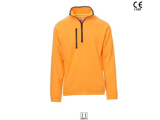 Pile da lavoro mezza zip PIRENEI Payper colore arancione in micropile antipilling da 280 g/m² con collo alto e tasca sul petto.